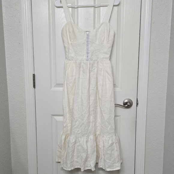 Reformation Dolci 100% Linen White Corset Dress Ruffle Hem Sleeveless Midi 4 - Picture 4 of 13